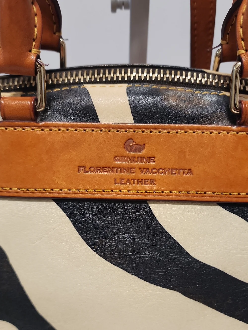 Dooney & Bourke Florentine Vacchetta Vintage Zebra Print Leather  Purse